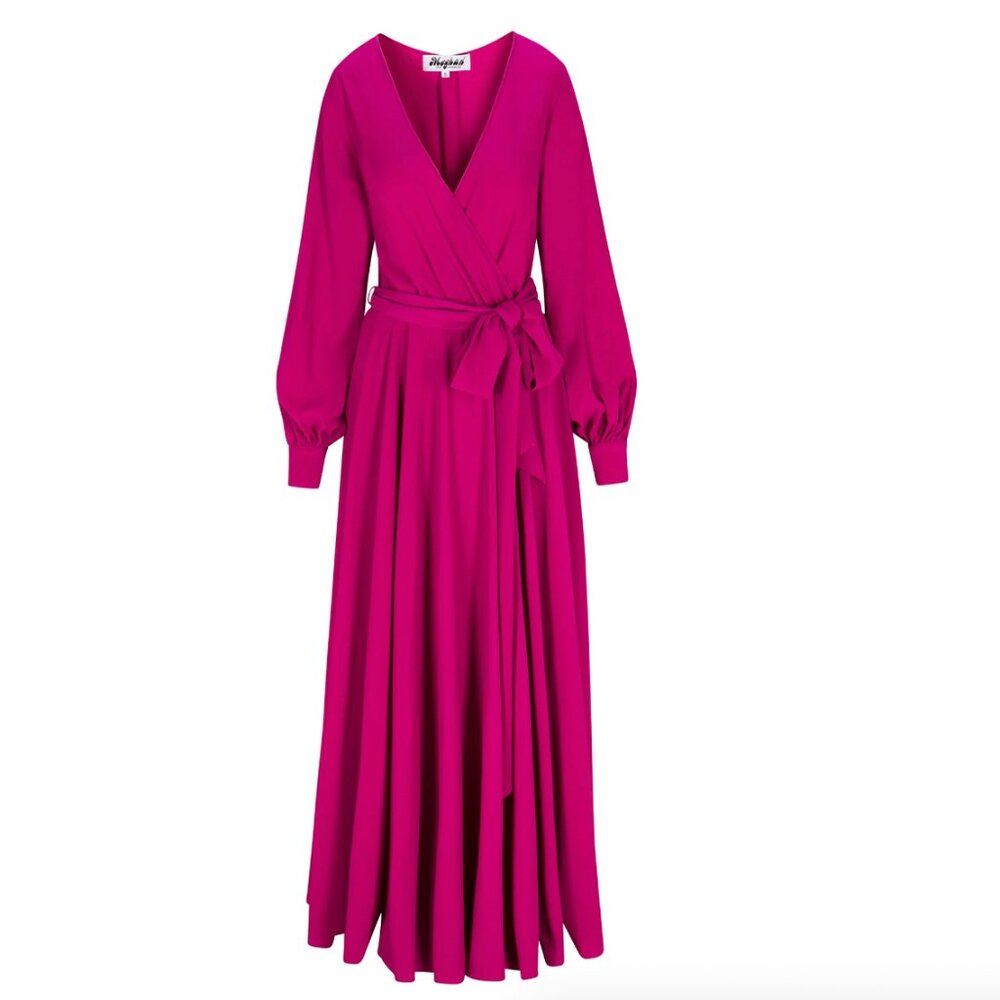 NWT Sold Out Meghan LA Fabulous LilyPad Maxi Dress Tie Cranberry - Picture 2 of 5